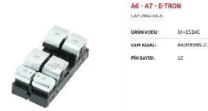 Unıversal Cam Anahtarı - Sol Dörtlü Krom A6 - A7 - E-Tron - Mcar-An1514c