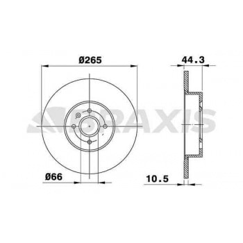 ARKA FREN DISK AYNASI LGN 1.8 2.0 2.2 D (93 / 03.01) SAFRANE 2.0 2.2 (4.92 / 7.96) / (265x10.5x4DL) - BRAXIS AE0304