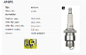 Unıversal Buji-Geniş Paso (ford 1.6/2.0) - Ngk-Ap6fs