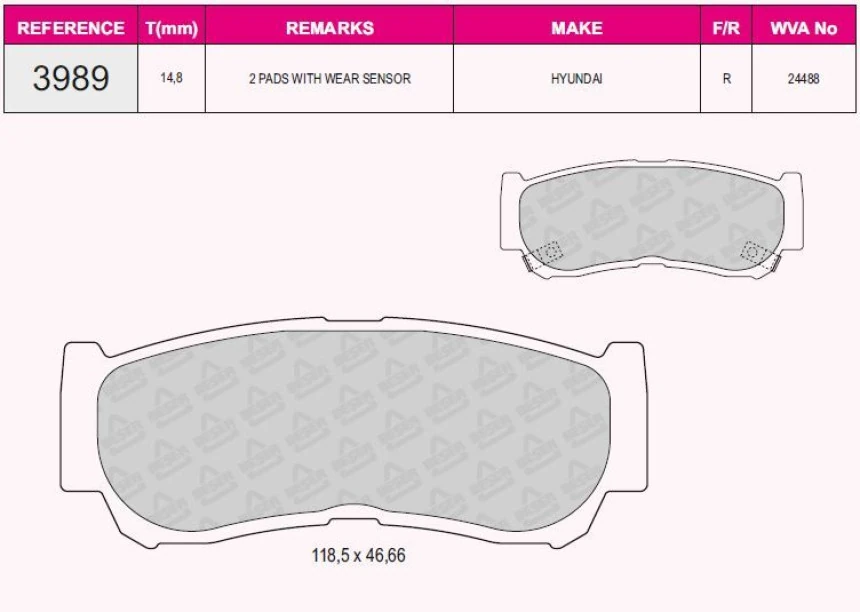 Hyundaı Arka Fren Balatası Hyundaı Santafe 2.2 2.7 Crdi 06-> - Beser 3989