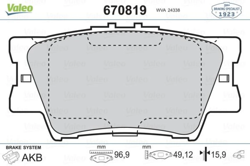 Toyota Arka Fren Balatası Toyota Rav 4 III 06-11 Camry 06-11 - Valeo 670819