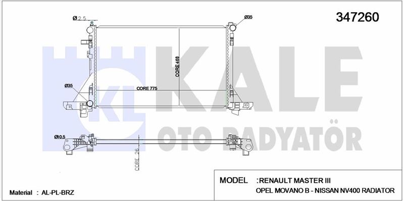 MOTOR RADYATORU MASTER III MOVANO B 10>(+AC)(-AC) - KALE 347260