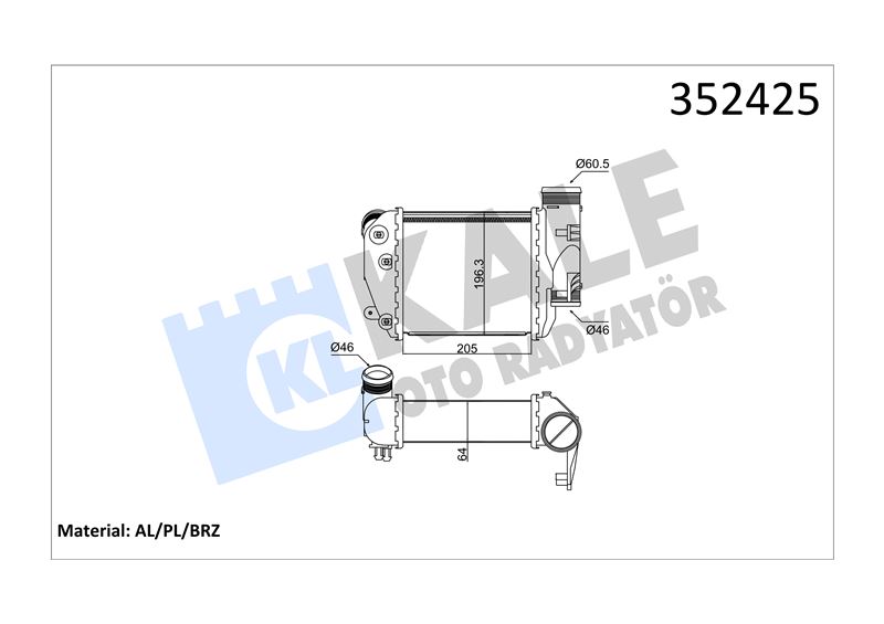 TURBO RADYATORU SAG AUDI A6 2,7 / 3,0TDI 05>11 - KALE 352425