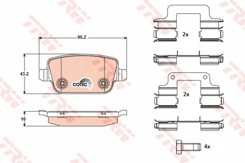 Ford Arka Fren Balatası Mondeo IV Ca2 07>14 S-Max 09> 06> S-Max 09> Mondeo III 00>07 IV 07> Kuga 08> Gala - Trw Gdb1708