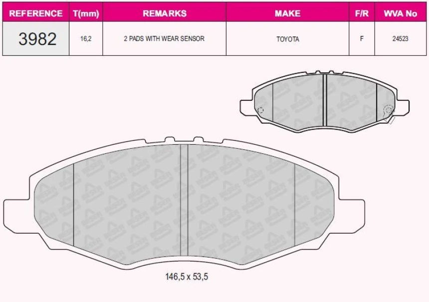 Toyota Ticarı On Fren Balatası Toyota Hilux Pickup 2.5 D4d 05-08 4×2 - Grap 93982