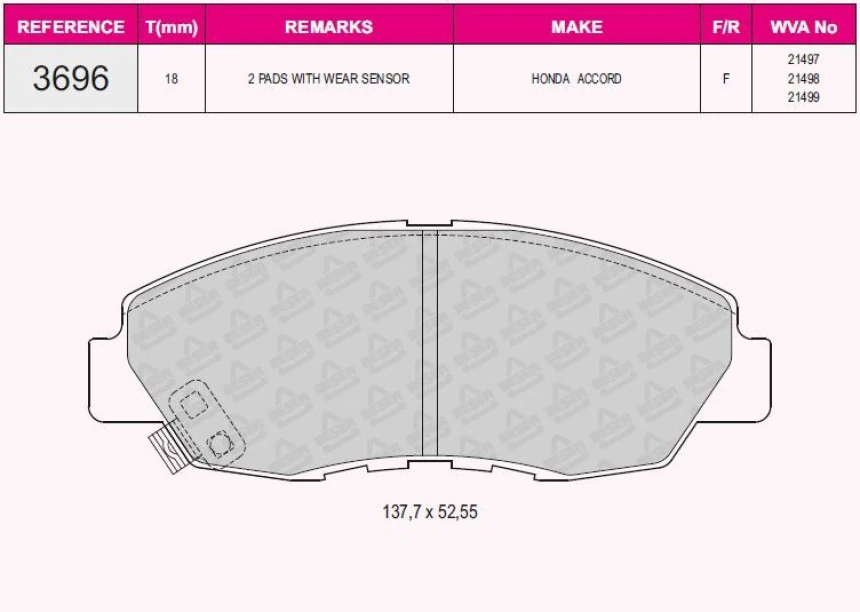 Honda On Fren Balatası Honda Accord 2.0 90-98 Cr-V 95-> - Grap 93696