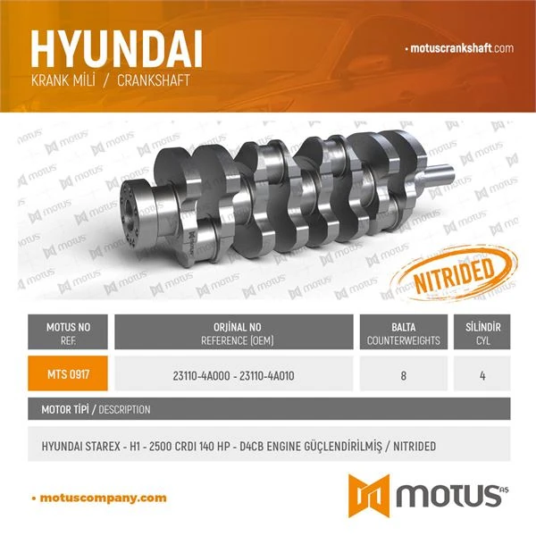 Hyundaı Ticarı Krank MILI Starex Crdi 03> H100 Kamyonet 09> Sorento 03> H350 Minibus 15> 140 Bg - Motus 917