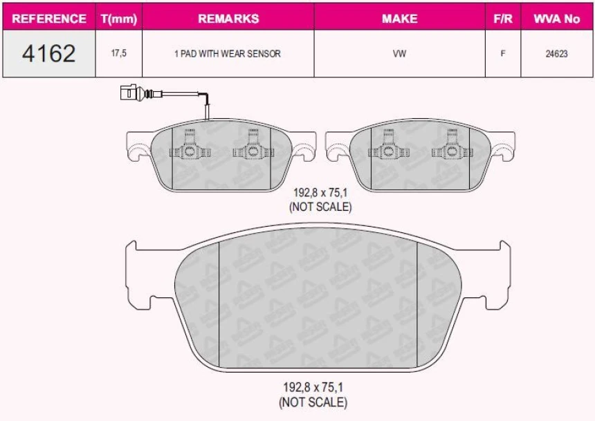 Vag On Fren Balatası Transporter T5 / T6 1.9 2.0tdi 03> - Grap 94162