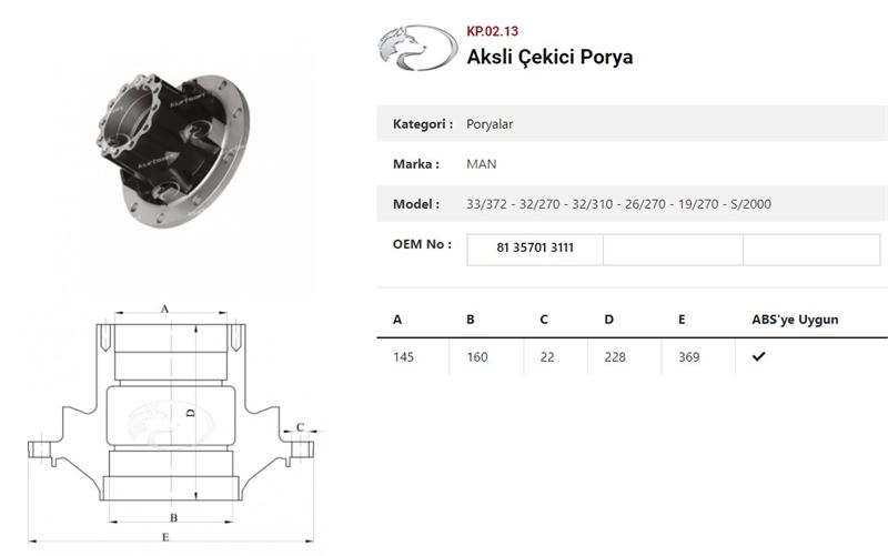 DINGIL PORYASI ARKA TEKER AKSLI   MAN  ADAM 33/372-26/270--32/310 - KURTSAN KP.02.13