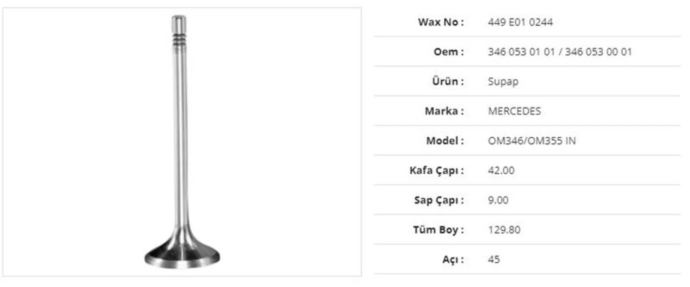 Mercedes Truck Subap Emme Mercedes Om346/om355 42kx9sx129,8bx45a (12adet) - Wax 449 E01 0244