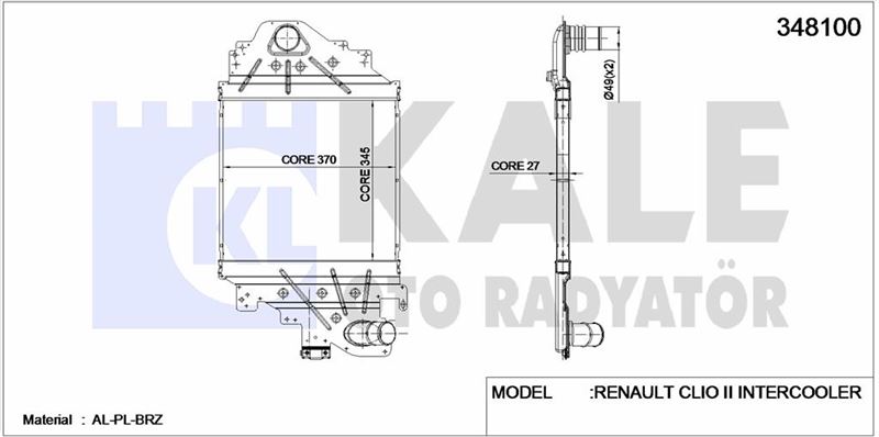 TURBO RADYATORU CLIO II 1,5DCI - KALE 348100