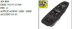 Unıversal Cam Anahtarı>hyundai Accent Sol Ön Dörtlü 03-05    21 Pin   >>93570-25300 - Mcar-An806