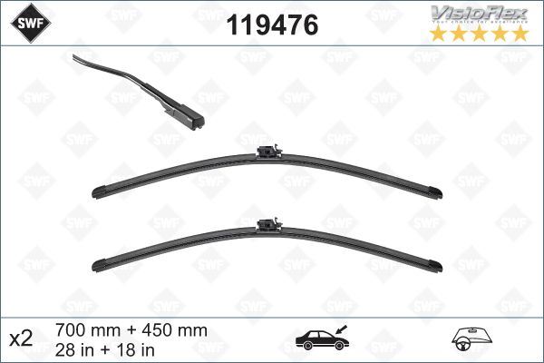 SILECEK SUPURGESI ON TK. (700mm / 450mm) V-CLASS W447 14> VITO W447 14> - VALEO 119476