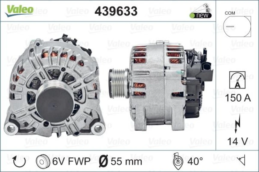 Mazda Alternator 12v 150a Ford Fiesta VI 1,4 / 1,6 Tdci 08>12  Mazda 2 (de_, Dh_) 1.4 Mzr-CD 08>15 - Valeo 439633