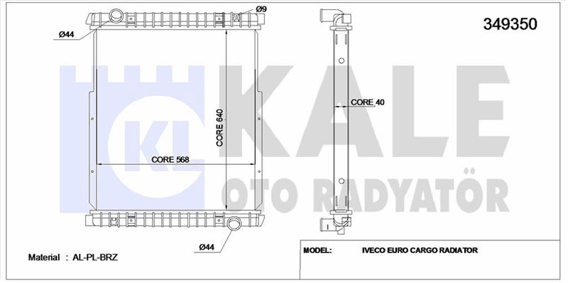 MOTOR SU RADYATORU IVECO EUROCARGO (CERCEVESIZ) / (MT) - KALE 349350