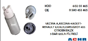 Unıversal Yakıt Pompası Opel Astra  G 1.4,1.6,corsa B, Vectra B  3 Bar 90l/h Filtreli - Achr-60207465