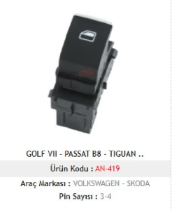 Unıversal Cam Anahtarı>tekli Krom Golf VII-Passat - Mcar-An419