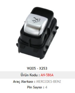 Unıversal Cam Anahtarı>w205 - W253 Bagaj Açma - Siyah - 9051 - Mcar-An586a