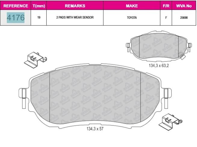 Toyota On Fren Balatası Toyota Corolla 2013-> Aurıs 2012-> 1.33 1.6 Benzinli 1.4 D4d Dizel - Beser 4176