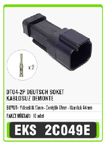 SOKET>DT04-2P DEUTSCH KABLOSUZ DEMONTE İŞ MAKİNASI ERKEK   S2071 - EKS-2C049E