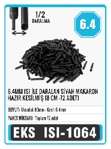 MAKARON-6,4 MM ISIYLA DARALAN   8CM HAZIR KESİMLİ 72 ADET - EKS-ISI1064