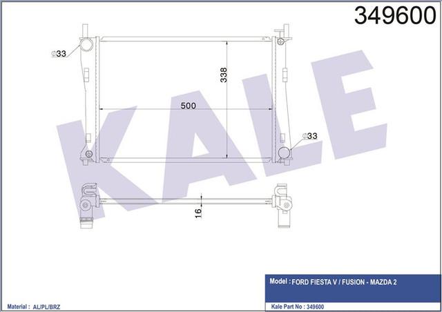 MOTOR SU RADYATORU FIESTA V FUSION 01>08 1,25 1,4 16V / 1,6 16V MAZDA II 1,4 16V / 1,6 16V 02 /> OLC - KALE 349600