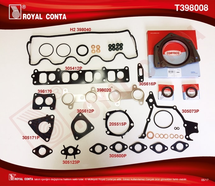 TAKIM CONTA REINZ KECELI VE SUBAP LASTIKLI DOBLO PUNTO STRADA 1,9 JTD - ROYAL T398008