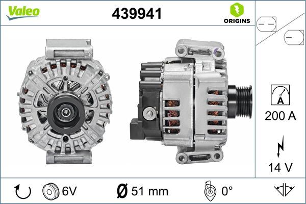 ALTERNATOR (14V 200A) W205 14>18 C218 11>17 W212 09>15 C207 10>16 W166 15>18 C253 16>19 VITO W447 14 - VALEO 439941