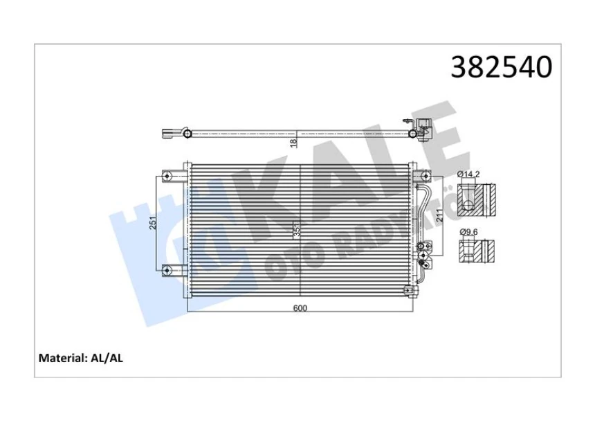 Mitsubıshı Ticarı Klima Radyatoru Mitsubıshı L200 Pajero Sport 2.5td 3.0 V6 98> Kurutucusuz [brazıng Al/al] [600x351x1 - Kale 382540