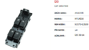 Unıversal Cam Anahtarı>hyundai İ20 - Mcar-An820d