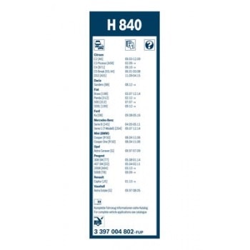 SILECEK SUPURGESI ARKA 290mm AEROTWIN ASTRA 00 08 / C2 03 09 / C3 PICASSO 2009> C4 2010> C5 01> - BOSCH 3397004802