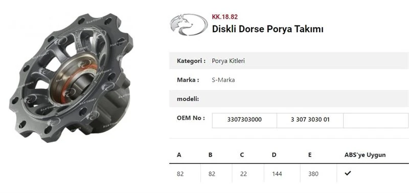 Dorse Truck Dingil Poryası Dorse Diskli E.m Model Skrb Saf Diskli Pilot - Kurtsan Kk.18.82
