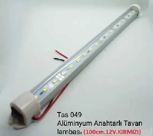 Unıversal 100cm Aliminyum Gövde Anahtarlı Led Tavan Lamba Kirmizi - Sprlight-Tas049-12v-K