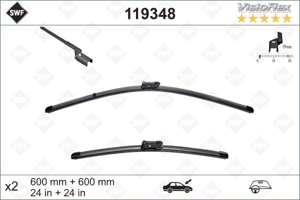 SILECEK SUPURGESI SWF ON TK. (600mm / 600mm) W204 07>14 S204 07>14 C218 11>17×218 12>17 W212 11>16 C - VALEO 119348