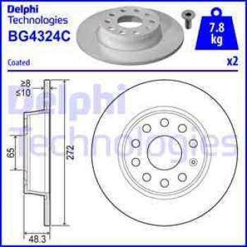 ARKA FREN AYNASI A3 LEON OCTAVIA 1,2TSI / 1,4TFSI / 1,6 / 1,6TDI / 1,8TFSI / 2,0TFSI / 2,0TDI 05 / 0 - DELPHI BG4324C