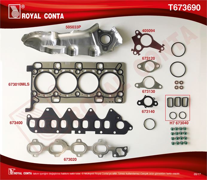 MOTOR UST TAKIM CONTA NISSAN QASHQAI 1,6 DCI (TURBO KOMPRESSÖR CONTASI IÇERMEZ) REINZ SUPAP LASTIKLI - ROYAL T673690