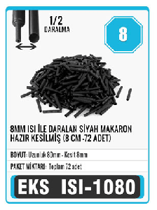 MAKARON-8 MM ISIYLA DARALAN   8CM HAZIR KESİMLİ  72 ADET - EKS-ISI-1080