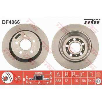 ARKA FREN DISK AYNASI S80 2,8T6,2,9,2,0,2,0T,2,4 05,98 S60 2,4,2,4T,2,4D5,2,0T,2,4T AWD 11,00 XC 70 - TRW DF4066