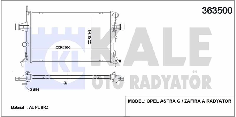 Opel Motor Su Radyatoru Brazıng (manuel) Astra G Zafıra A X16xel Z16xe 98> 10 - Kale 363500