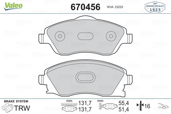 FREN BALATASI ON COMBO C CORSA C 1.3 1.7 CDTI 01 > MERIVA 03 > TIGRA 04 > - VALEO 670456