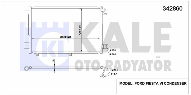 KLIMA RADYATORU FIESTA VI 1.25 / 1.4 16V / 1.4TDCI 08 /> - KALE 342860