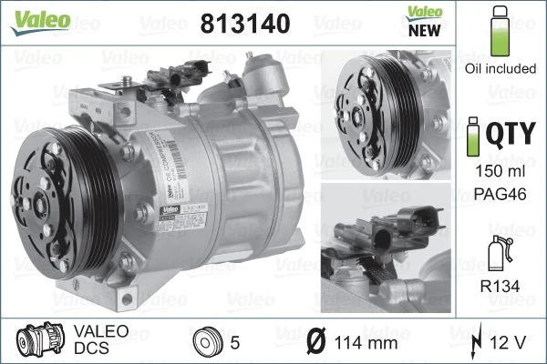 Volvo Klima Kompresor Volvo Xc60 2008> S80 II (124) 2.5 T 10>12 V70 III (135) D3 07>15 Xc60 I Suv (156) D5 - Valeo 813140