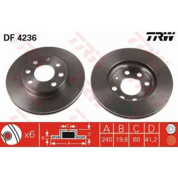 ON FREN DISKI HAVA SOGUTMALI CORSA C 1,0 1,2 1,7 00> - TRW DF4236