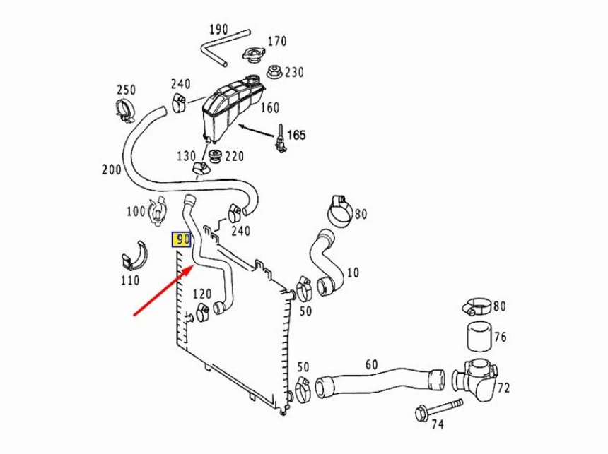 Mercedes Radyator Hortumu Alt W210 98>02 S210 99>03 - Ucpa 10h12844