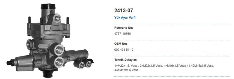 YUK ALGILAYICI VENTIL - DAF / MERCEDES-BENZ - MAY 2413-07