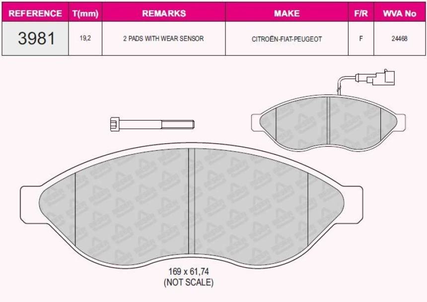 Fiat On Fren Balatası Ducato III Boxer III Jumper III 2.2hdi 2.2hdi 3.0hdi 16q / 20q 06> Karsan Jest 12> - Grap 93981