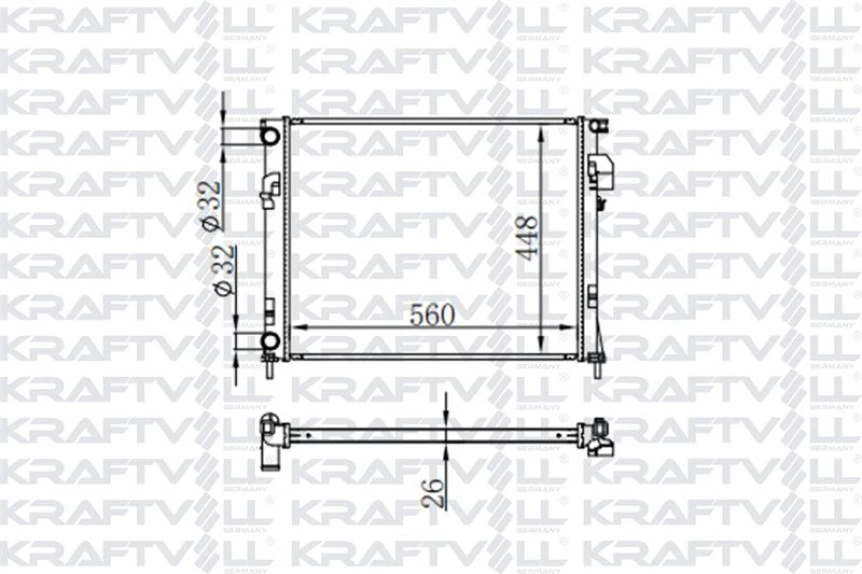 Renault Motor Radyatoru Trafıc II 1,9dci 01> Vivaro 01> (560×448×26) Mekanık - Kraftvoll 81202237