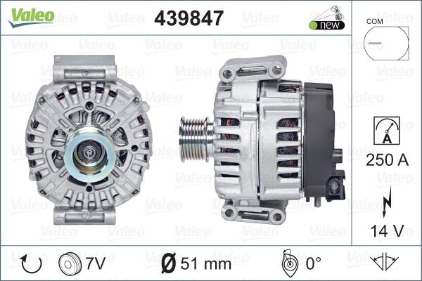 Mercedes Alternator (14v 250a) X-Class 470 18>20 W463 15>18 W222 13>17 Sprinter 906 09> 907 910 18> - Valeo 439847