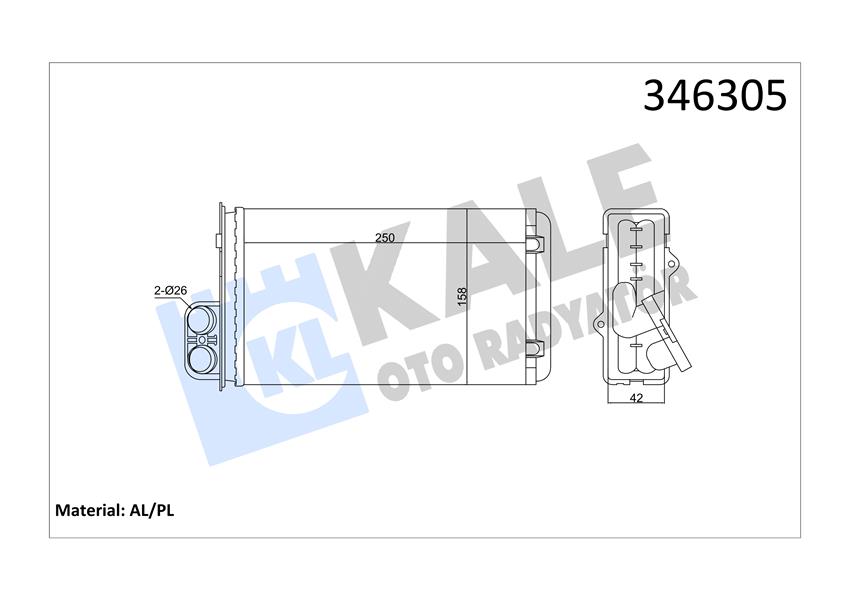 KALORIFER RADYATORU PEUGEOT 405 YM SRI XU9J2 (1,9 8V) P406 BEHR TIPI 2,0 - KALE 346305