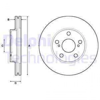 Toyota On Fren Diski Aynası Havalı Toyota Corolla 13-> Aurıs 1.3 1.6 12-> Aurıs 1.4 D4d 12-> (277x5) - Delphi Bg4711c